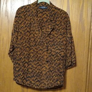 Linda Allard for Ellen Tracy 100% Silk Shirt (RUNS LARGE, MORE LIKE 8)